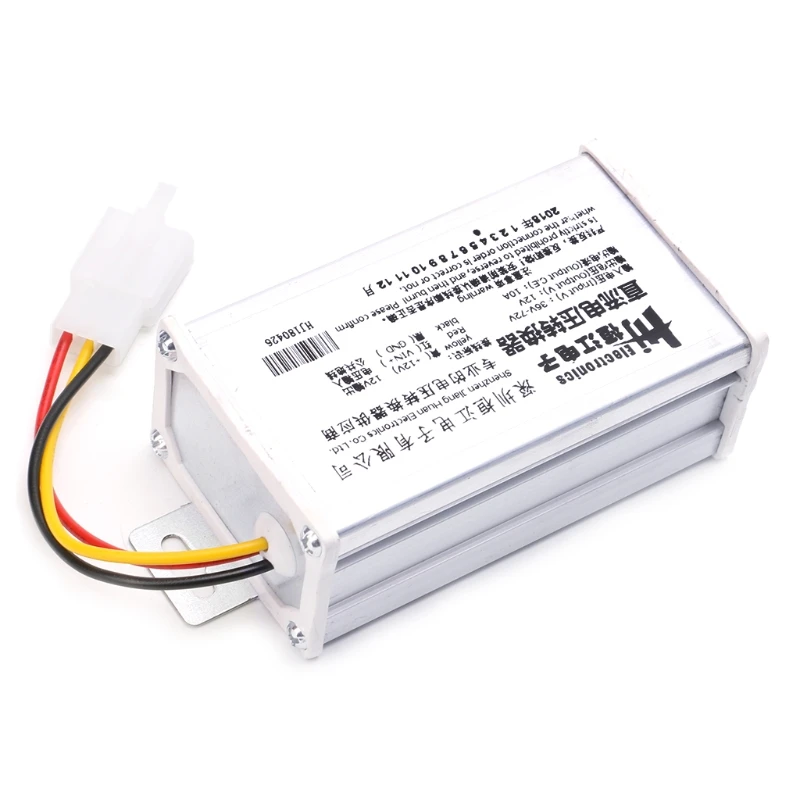 

DC 36V 48V 72V To 12V 10A 120W Converter Adapter Transformer For E-bike Electric