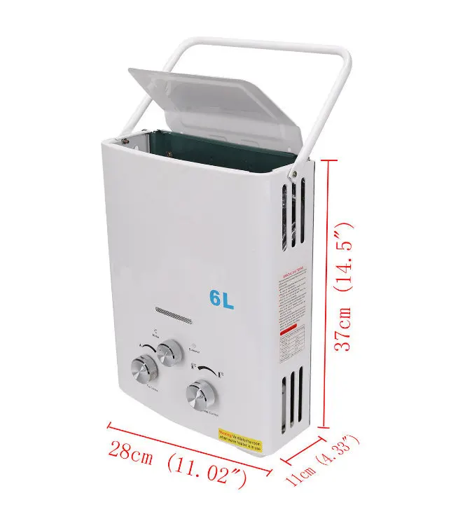 (EU FREE SHIPPING) Real Flue Type Lgp Instant / stainlessless Ul 6l Lpg Propane Gas stainless Hot Water Heater Instant Boiler 3