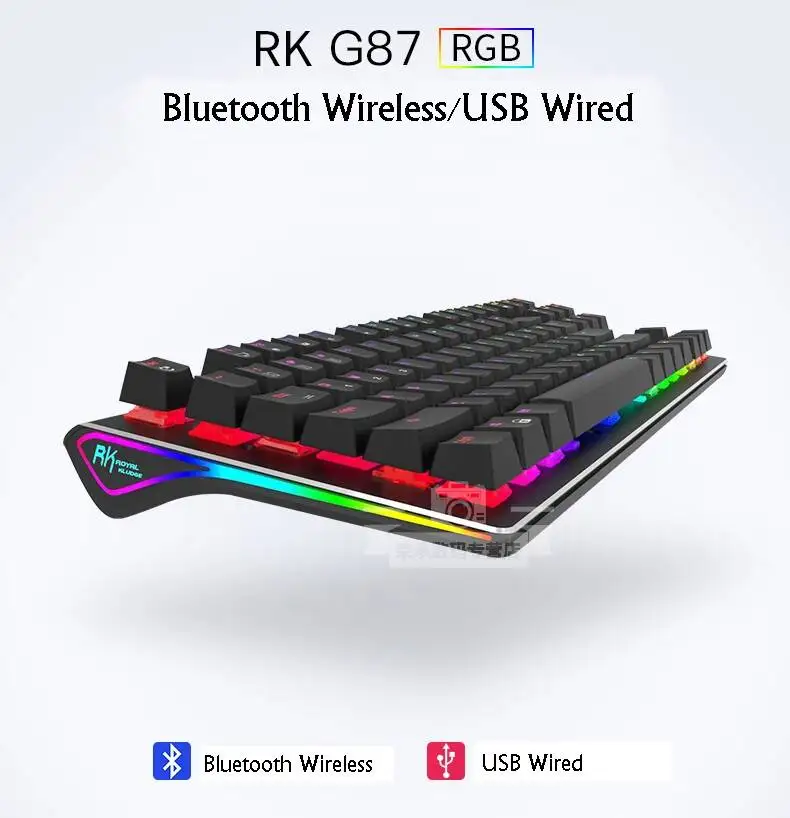 Royal Kludge RK G87 двойной режим Bluetooth беспроводной/USB Проводная RGB подсветка перезаряжаемая Механическая игровая клавиатура RK/Cherry Axis