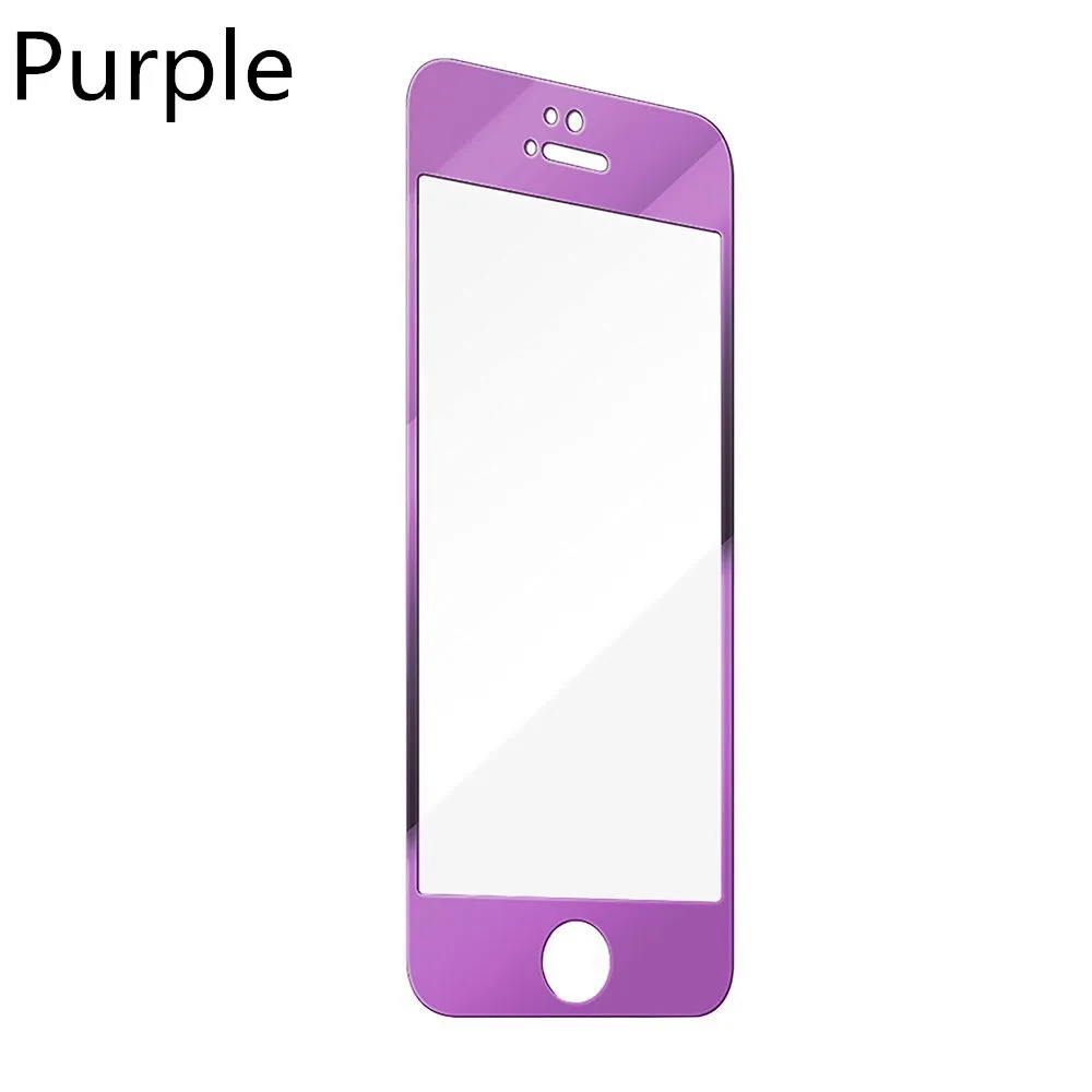 Цветной зеркальный эффект закаленное стекло для iPhone 8 Plus 7 Plus 6S 6 Plus покрытие 9H Премиум полный экран протектор только Передняя пленка - Цвет: Фиолетовый