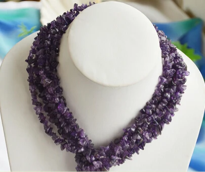 

Jewelr 005428 4strands 50" amethyst detritus/ 8mm round freshwater pearl necklace