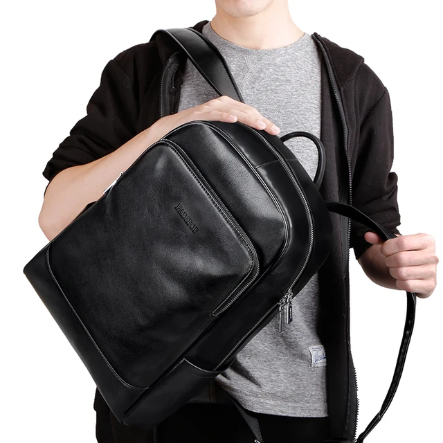 Padieoe Original Leather Backpack School Bag Men’s Notebook Backpack New Year’s Gift for Teenager Genuine Leather 15″ Laptop Bag