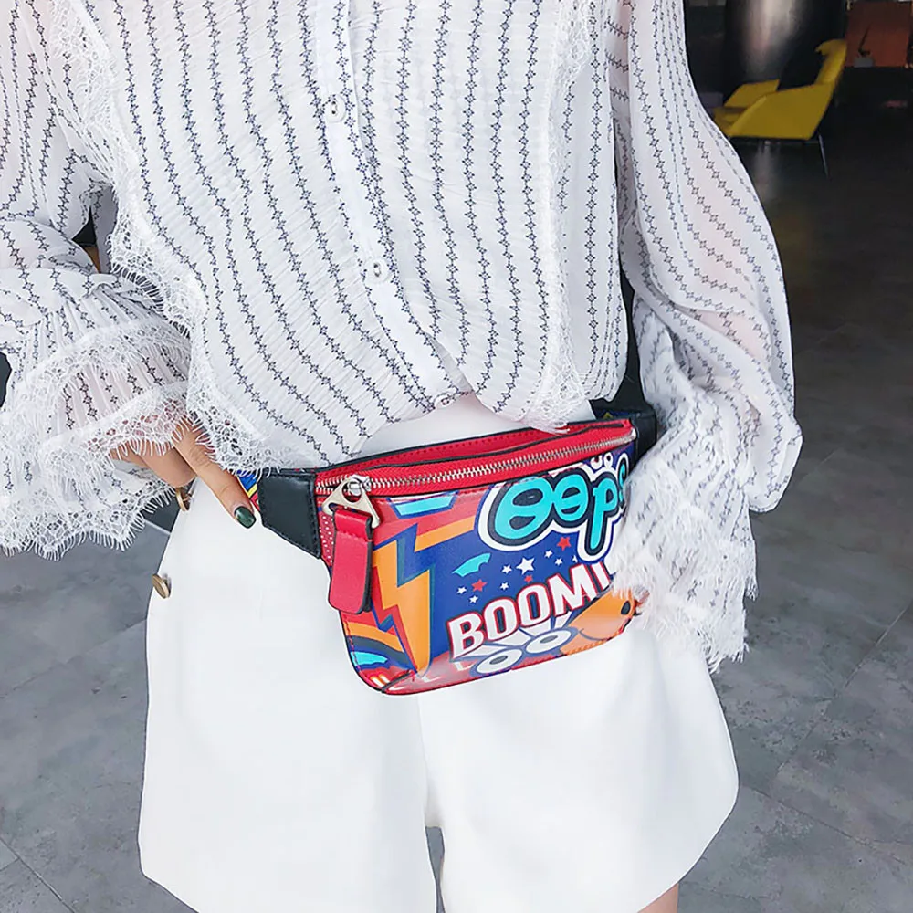 

Universal wallet phone bags Women Chest Shoulder Bag Graffiti Strap Messenger Mobile Phone Bag Purse Phone Wallet