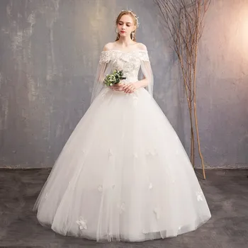 

Romantic Elegent White Organza Bridal Wedding Dress Boat-neck Sleeveless Long Flower Wedding Dress Luxury Vintage Wedding Dress