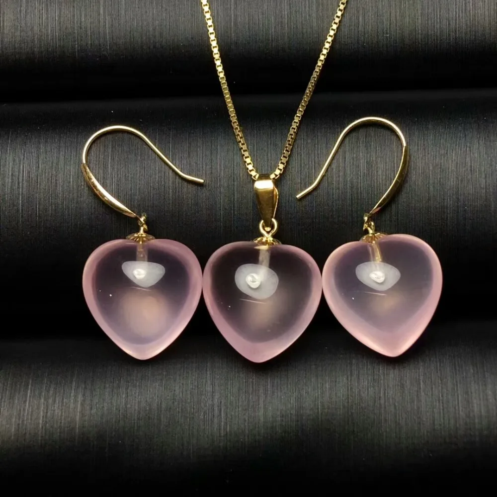 MeiBaPJ, высокое качество, натуральный розовый кварц, ювелирный набор, настоящее 925 пробы, серебряные серьги, ожерелье, хорошее кольцо, свадебные украшения