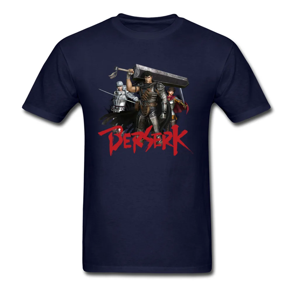 Comic berserk O-Neck Top T-shirts Summer/Autumn Tops Shirt Short Sleeve Hot Sale Pure Cotton Printed On Tee Shirt Street Mens Comic berserk navy