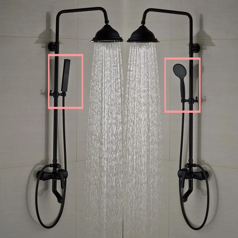 Oil rubbed Bronze Single Lever 8 Rainfall Shower Tub Mixer Faucet Wall Mount with Slide Bar