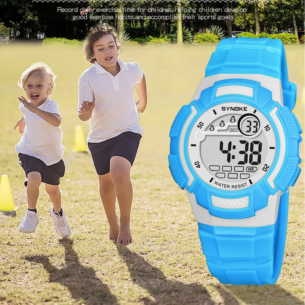 

SYNOKE Fashion Casual Brand Children Watch Multi-Function 50M Waterproof LED Digital Double Action Kid Clock Watches miraculous