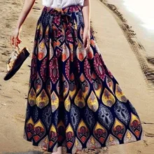 Хорошая Новинка, женские осенние юбки, длинные, макси, хлопок, высокая талия, юбка в богемном стиле, с геометрическим принтом, большой бюст, юбки для женщин, saia longa