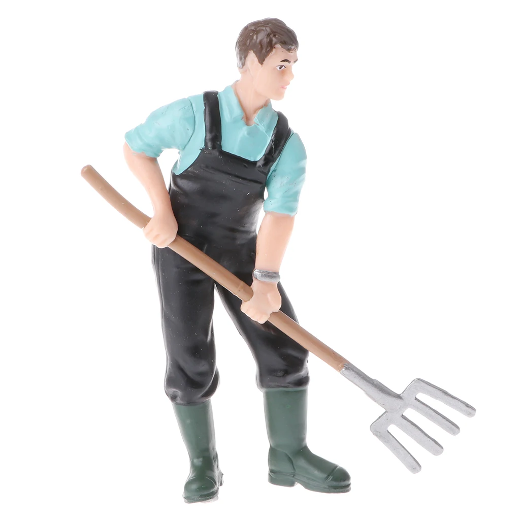 Simulation People Model Farmer with Rake Action Figures Kids Toy Gift