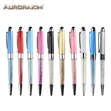 Кристальная ручка, алмазные шариковые ручки 2 в 1, стилус для сенсорного экрана, портативные устройства, высококачественный пластик