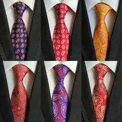 Новые Классические 8 см Пейсли красное золото синий цветочный шелковые галстуки Для мужчин s шеи галстук жаккард связей для Для мужчин