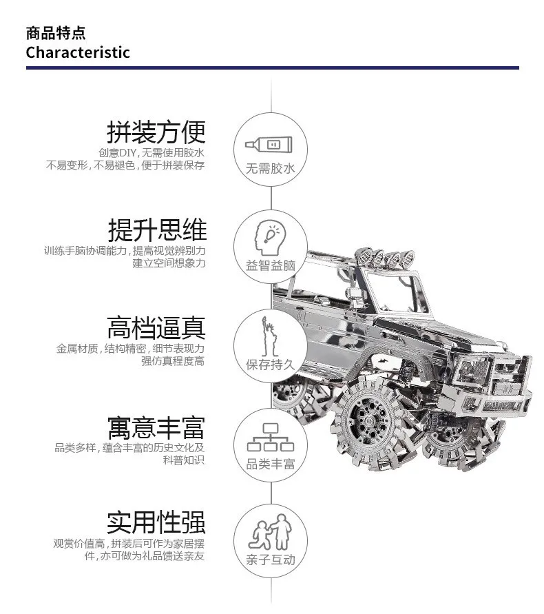 Внедорожник Внедорожник p078-s piececool 3D Металл модель DIY лазерной резки головоломки модель Nano головоломки Игрушечные лошадки для взрослых