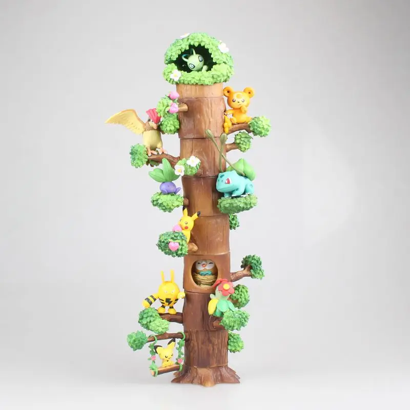 Japan Anime Character pikachuedched Bulbasaur pokemones action figure Toys Kids Gifts Tree Houses Model Decoration
