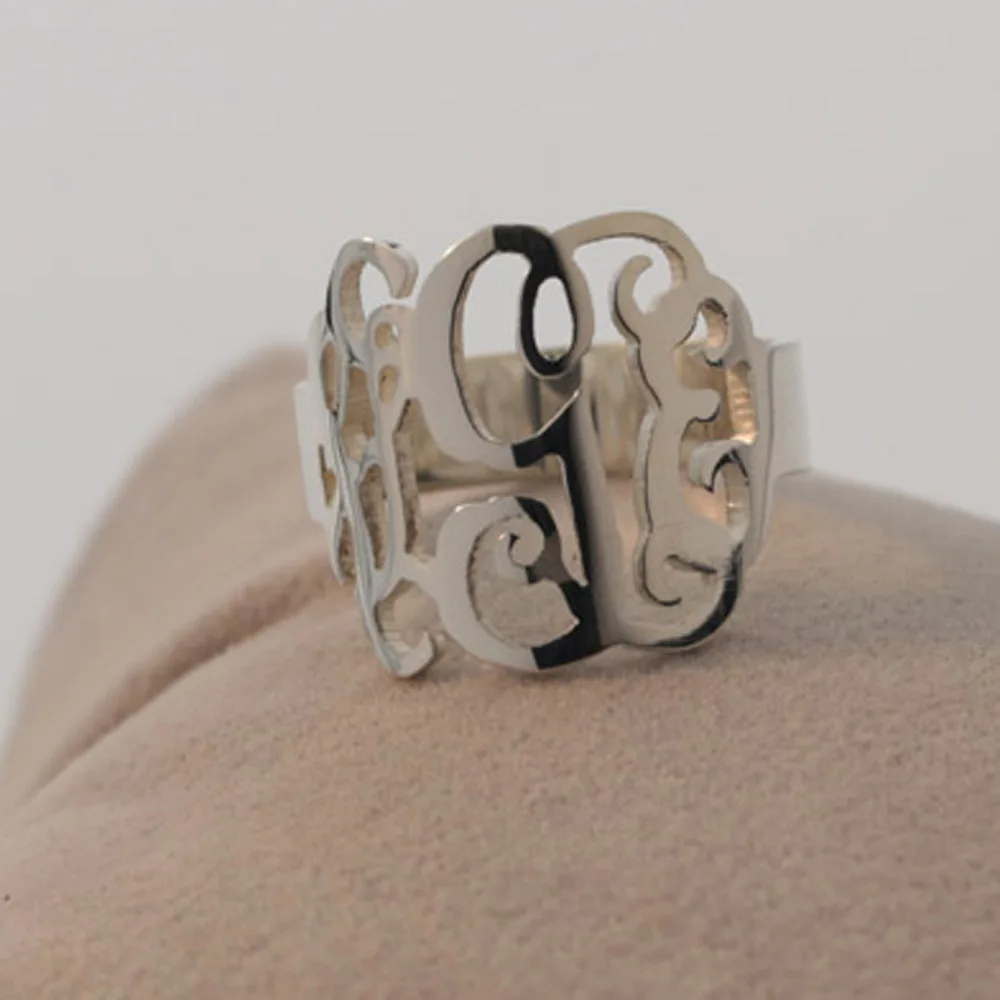 

personalized Monogram Ring 3 Initial Ring Custom Custom Nameplate Pendent Cut Out Ring For your lover or BFF