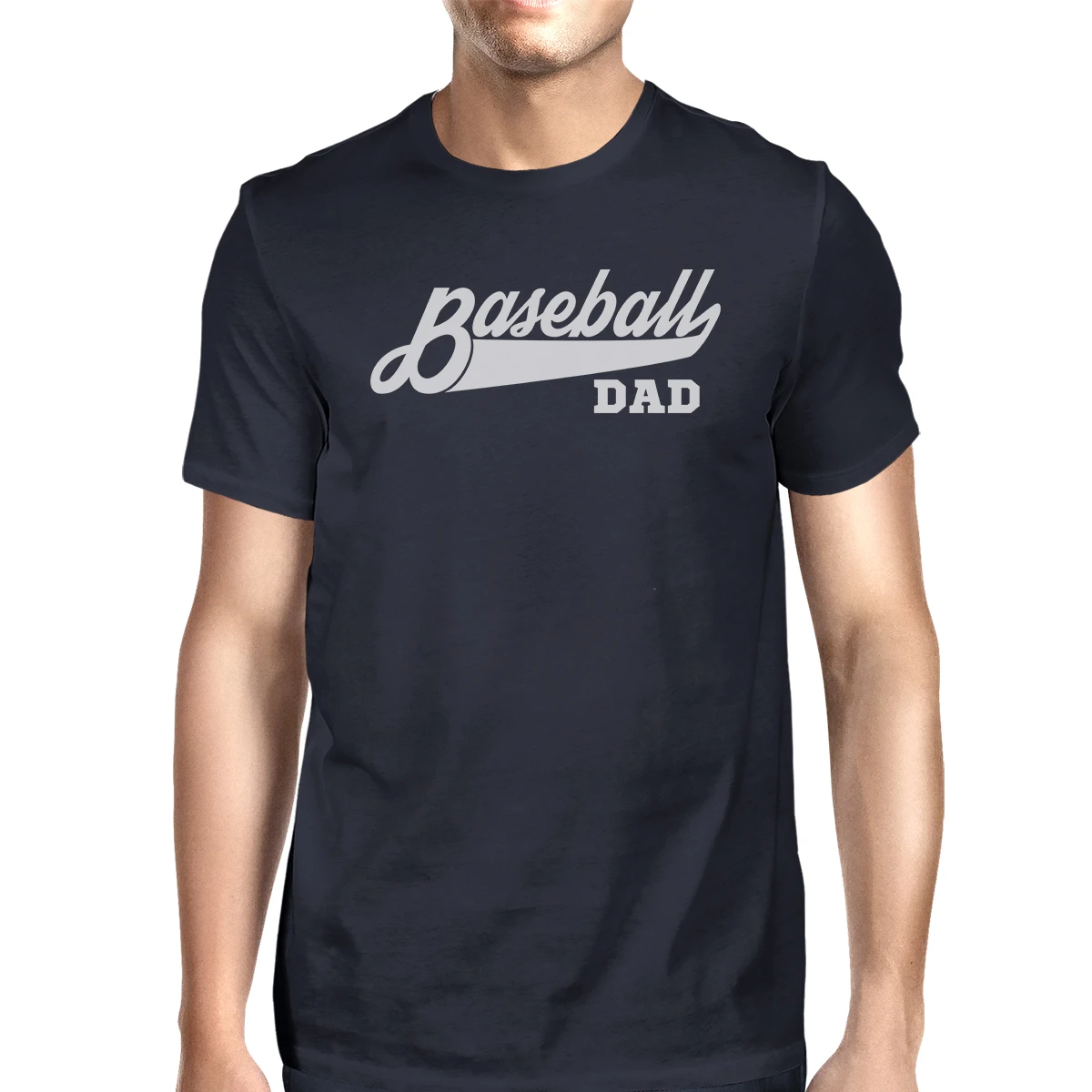 365 Printing Baseball Dad Men's Navy Round Neck T Shirt Funny Father Gift Ideas