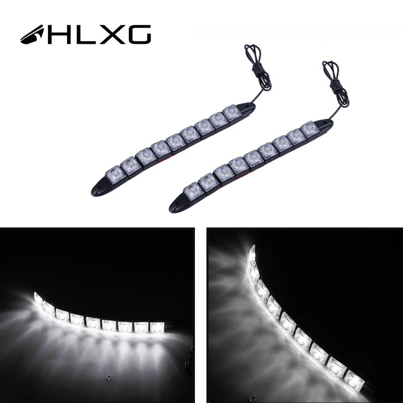 

Flexible White 9 LED Strip Fog Light Headlight Assembly Led DRL for auto IP65 motorcycle Daytime Running Lights 12V 6000K 2PCS