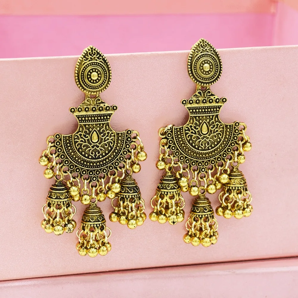 Индийские Jhumka окисленные Эффектные серьги Бохо этнические большие висячие Pendientes винтажные Oorbellen египетские ювелирные украшения в этническом стиле Afghan Turk