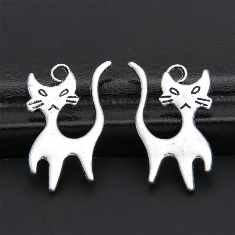25PCS Tibetan Silver Color Cat Charms Pendants For Jewelry Making Bracelet Craft Diy Handmade A2944 | Украшения и аксессуары
