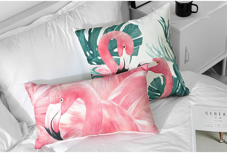 Декоративная наволочка на подушку для яркого розового цвета Swim, фламинго тропический подушки с листьями Чехол Подушка Чехол домашний Декор 45*45 см