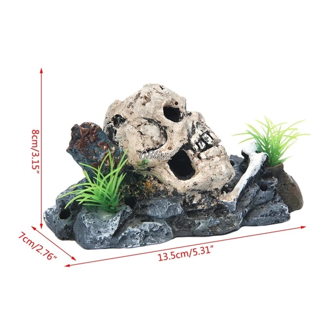 Pirate Skull Skeleton Aquarium Ornament Hiding Cave Fish Tank