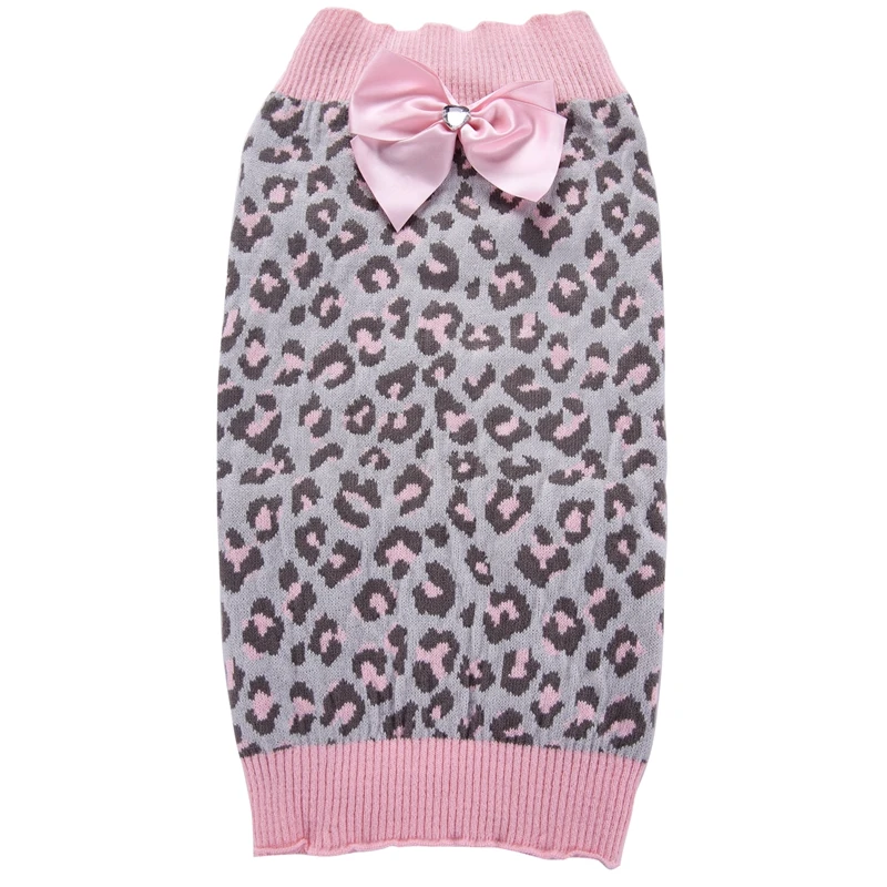 Autumn Winter Cold Girl Knit Pet Dog Sweater Leopard Dots Sweaters