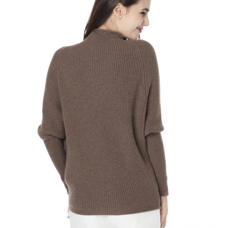Кашемировый женский модный Толстый Пуловер, свитер типа кокона, полувысокий воротник, рукав летучая мышь, широкий, свободный, один и более размер