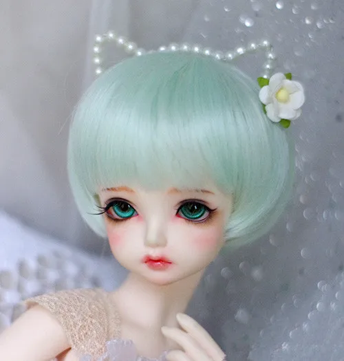Light green doll wigs high temperature short hairs available for 1/8 1/