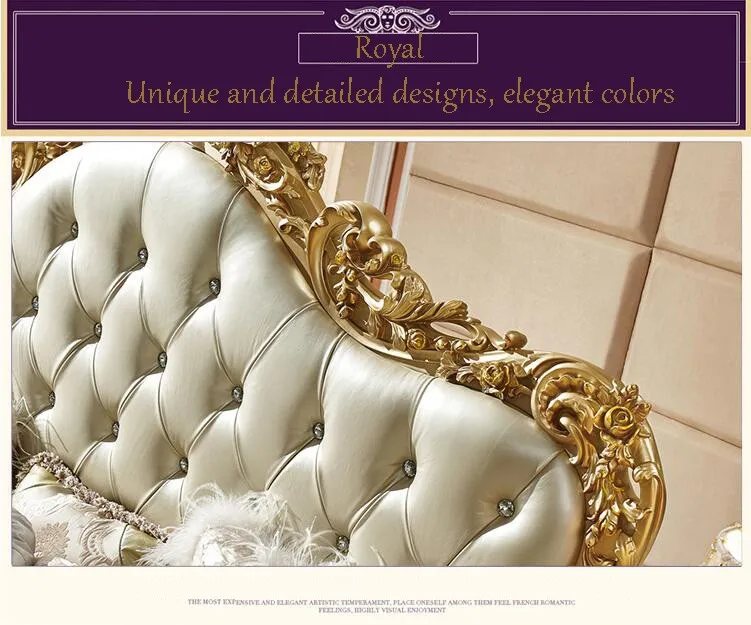 Высокое качество кровать Мода Европейский французский резной прикроватный 1,8 м кровать p10054