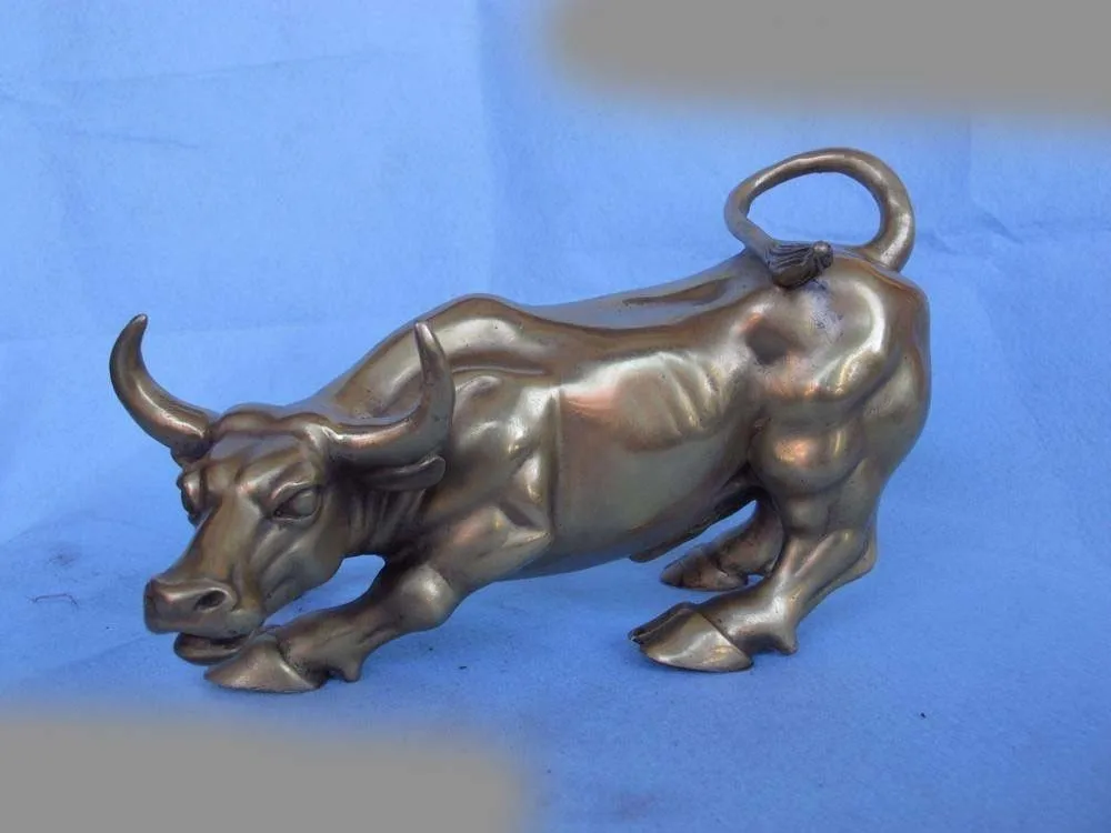 

5.5 Chinese Folk Exquisite Brass Copper Feng shui Cattle bull Neat cow ox Statue SD 506