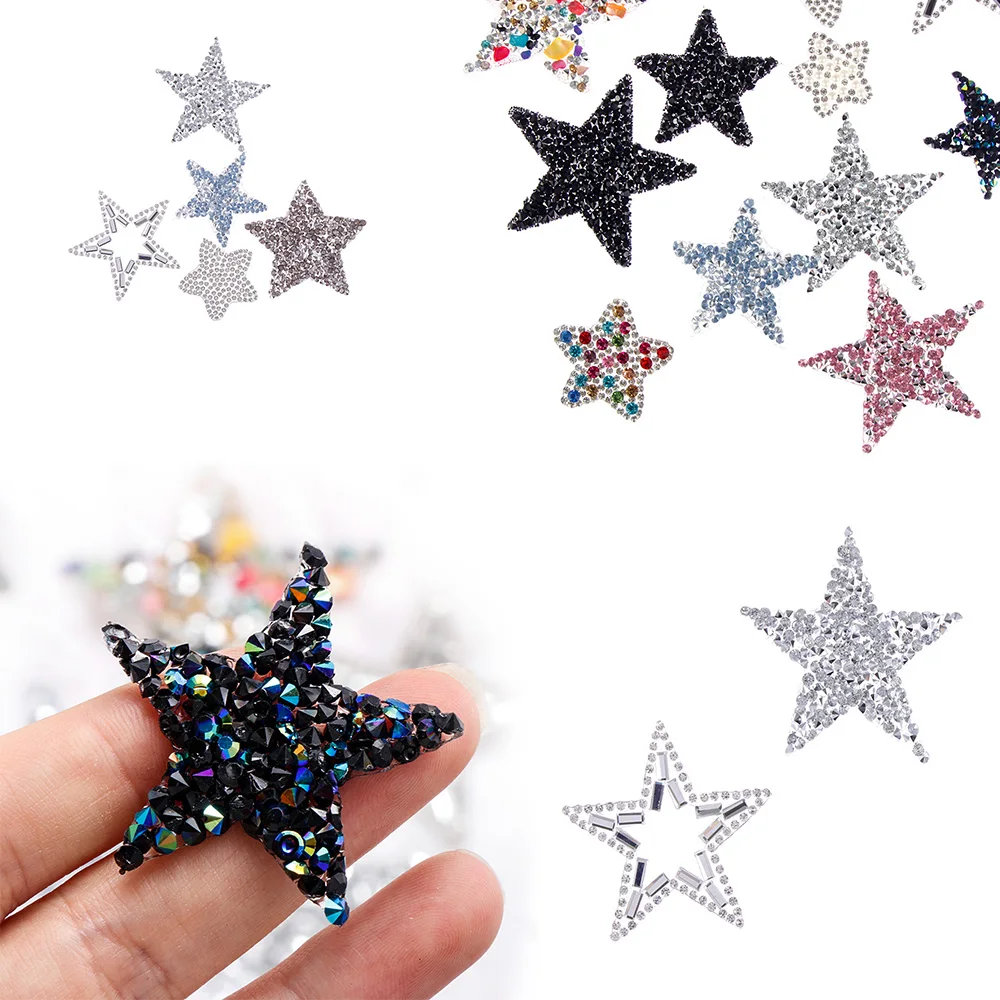 

1PC Rhinestone Star Stickers Crystal Applique Badge For Heat Transfer Clothing Shoe Bag DIY Jean Garment Decoration Patches
