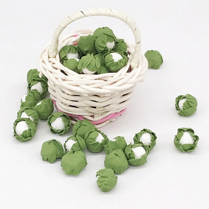 

5 Pieces Cauliflower Chinese Cabbage for Doll Kitchen Mini Realistic Handmade Clay Vegetables Dollhouse Miniatures