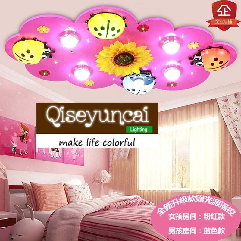 

Qiseyuncai Modern led eye children's room ceiling lamp boys and girls warm bedroom cute cartoon Ladybird Creative Lighting