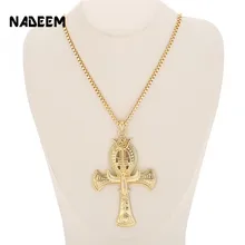 Ancient Ankh Cross Of Horus Egyptian Jewelry Male Eagle & Snake Design Pendant Necklace Gold-Color Hip Hop Chain Necklace Men Ancient Ankh Cross Of Horus Egyptian Jewelry Male Eagle & Snake Design Pendant Necklace Gold-Color Hip Hop Chain Necklace Men