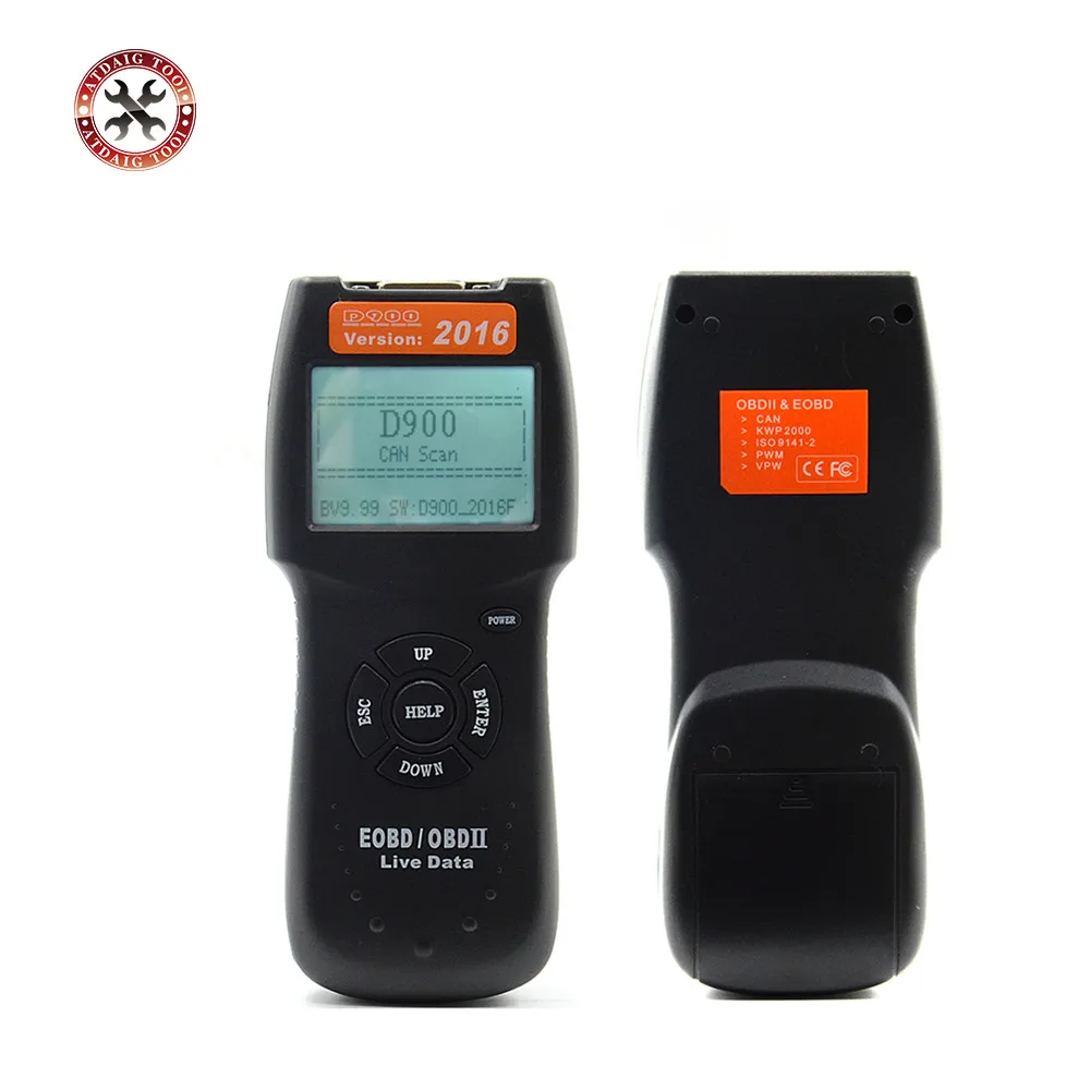OBDII EOBD Универсальный D900 считыватель кодов OBD2 сканер версия 2016 новейшая CAN шина