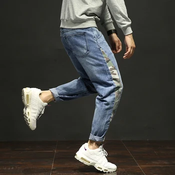 

Autumn men's jeans stretch loose feet harem pants Japanese large size men's clothing plus fertilizer to increase pants tide