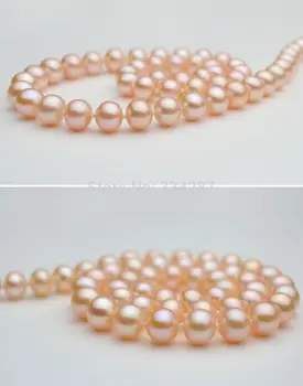 

noble women gift 32INCH GOLD CLASP HUGE Natural AAAA+ 10-10.5mm Pink pearl necklace
