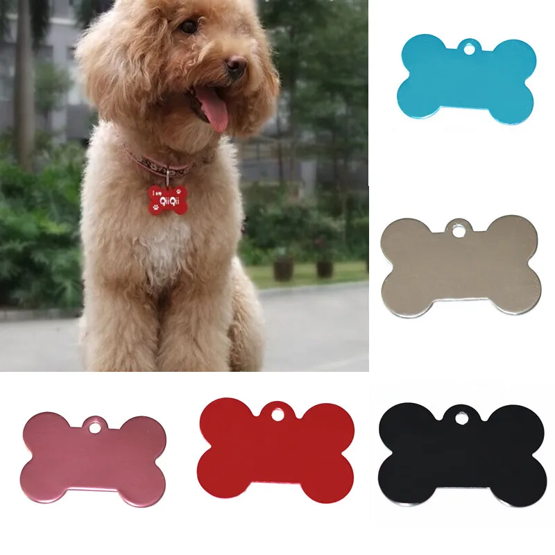 

Fashion 2pcs Dog Cat Tag Identification Phone Alloy Bone Shape Charm Pet DIY Blank Tags