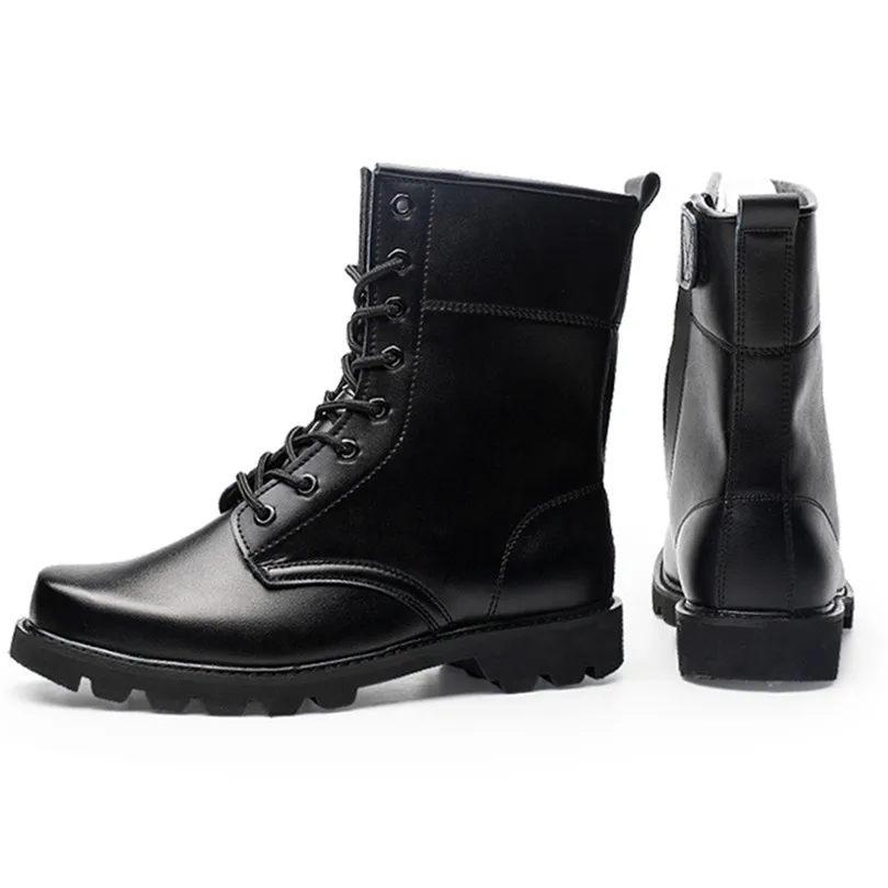 LIN KING/мужские черные рабочие ботинки со стальным носком; мужские мотоциклетные ботинки на шнуровке в стиле панк; Уличная обувь с высоким берцем в армейском стиле для мужчин
