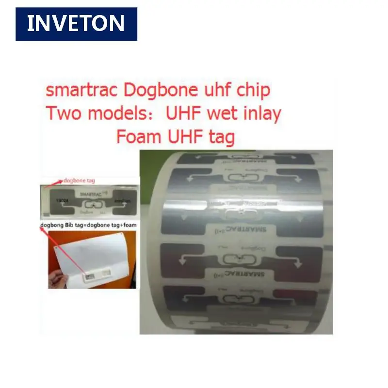 500 шт./лот пассивный 860-960 МГц dogbone tag uhf rfid стикер impinj monza chip подходит для бега