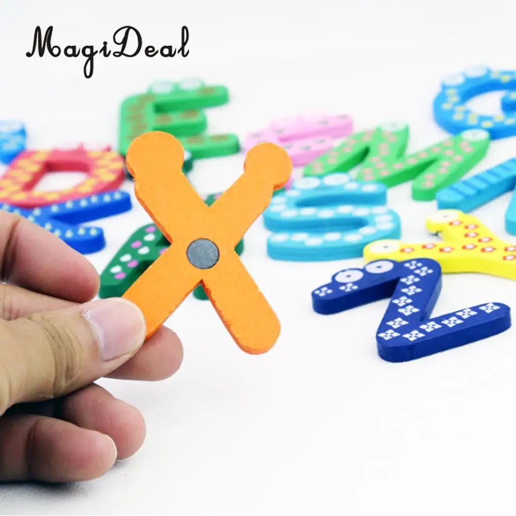 2 set Wooden Magnetic Number & Magnetic Letters A-Z Alphabet Learning Wooden Fridge Magnets Kid Educational Math Counting Toys