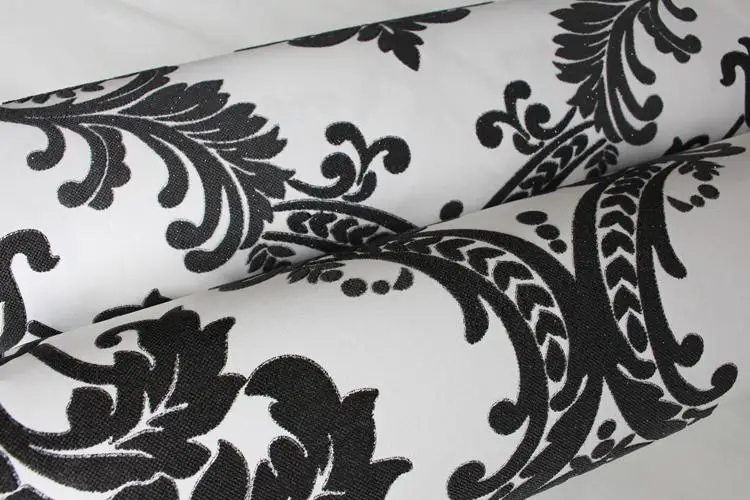 Haokhome Floral Damask Wallpaper Non Woven Wall 3d Rolls White/Black Textured For Living room bedroom home art decoration Haokhome Floral Damask Wallpaper Non Woven Wall 3d Rolls White/Black Textured For Living room bedroom home art decoration
