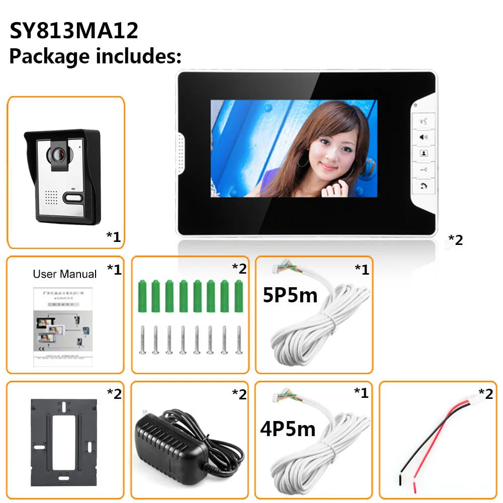 Проводной 7 дюймов Цвет ЖК-дисплей видео-телефон двери видео домофон Системы 1 монитором и 1 RFID IR-CUT Камера + электромагнитный замок