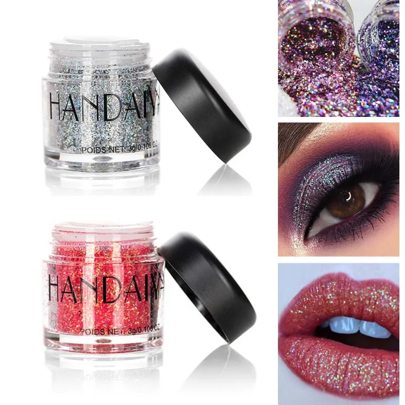 Holographic Shiny Glitter Eyeshadow Powder Shimmer Eyes Lips Makeup