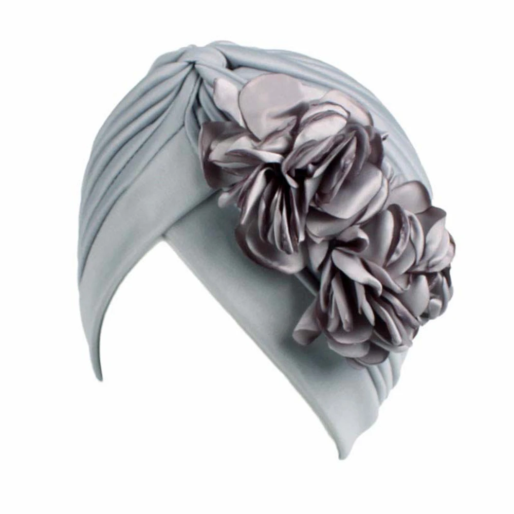 1 шт. Модные женские эластичные тюрбан двойная шапочка с цветком химиотерапия Рак шляпа Мусульманский Исламский хиджаб головной убор шарф аксессуары для волос