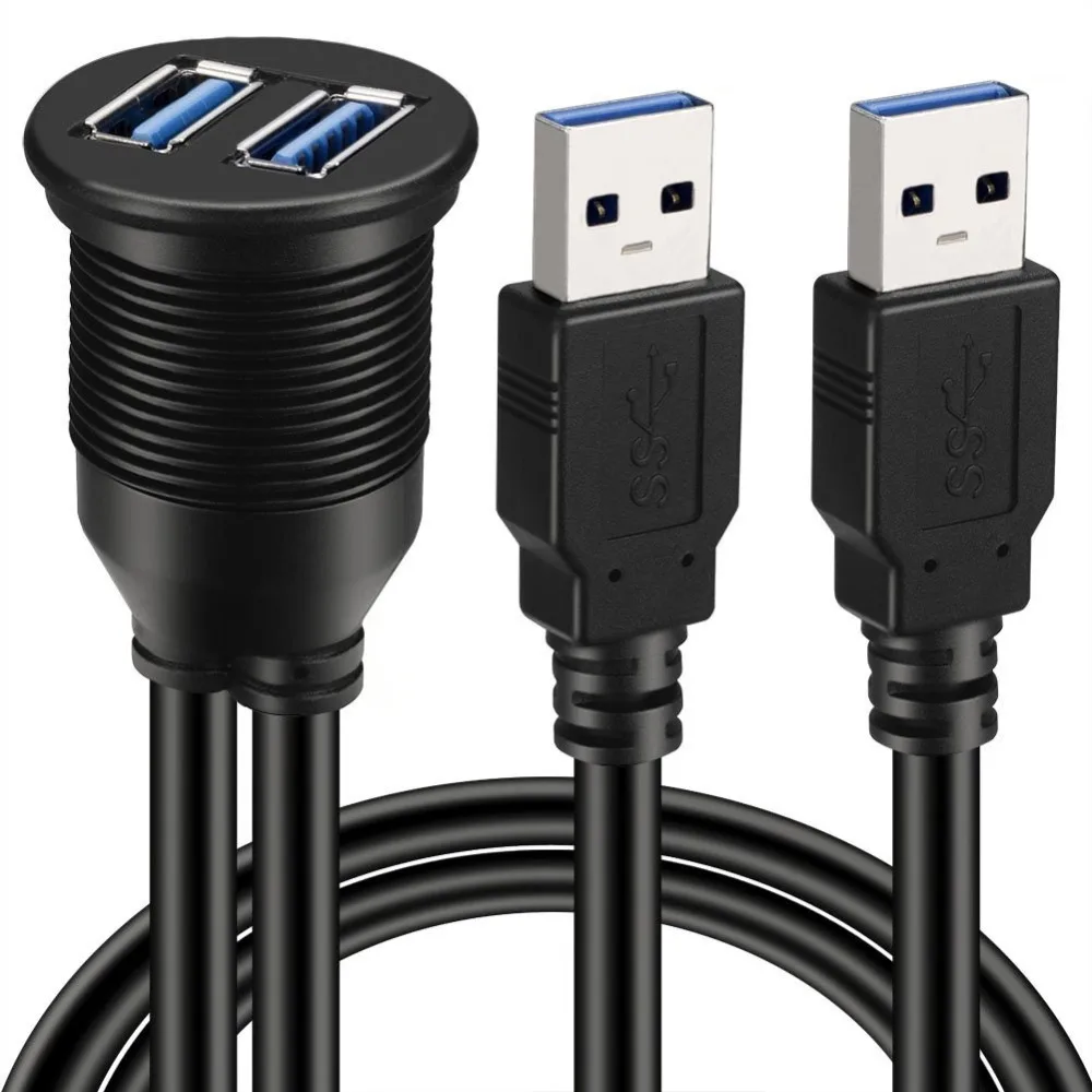 Удлинительный кабель AUX с 2 портами и двумя USB 3 0 для крепления на автомобиль