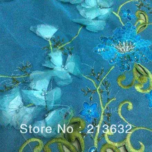 Высокая плотность свадебный цветок aftrican вуаль кружева флок синие блестки Шармез занавеска окна Рождество ткань тюль спандекс