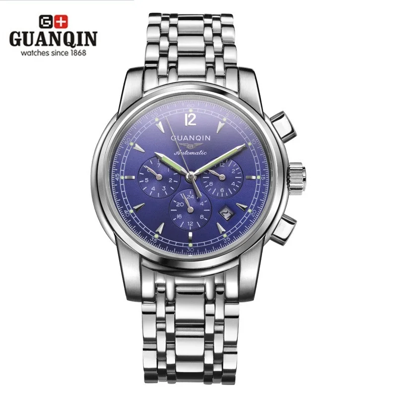 

Top Brand GUANQIN Watch Men Luxury Reloj Men Big Face Watches Watched Men Watches Waterproof Stainless Steel Male Wristwatches