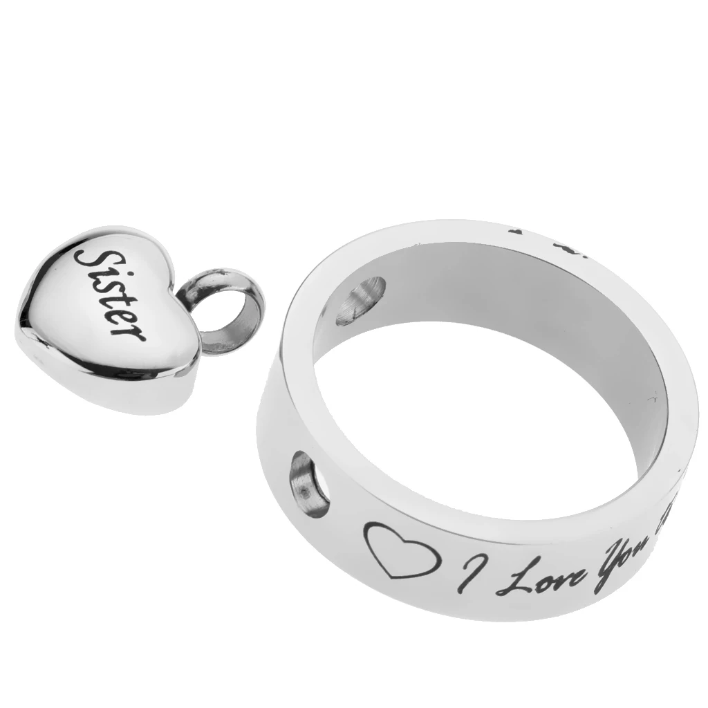 Round Loop Heart I Love You to the Moon and Back Stainless Steel Urn Pendant Memorial Keepsake Jewelry