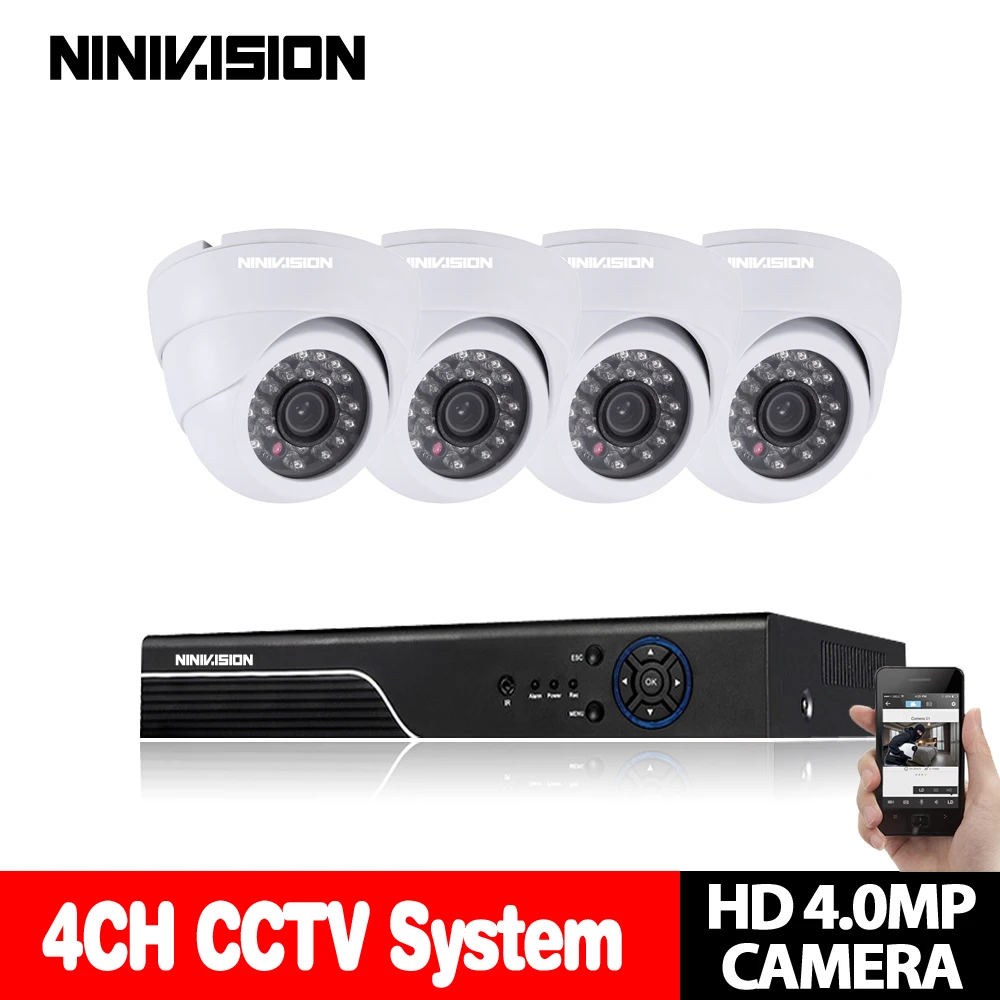 Комплект видеонаблюдения 4CH AHD 2560*1440P 4MP DVR система HD купольная камера фотокамера